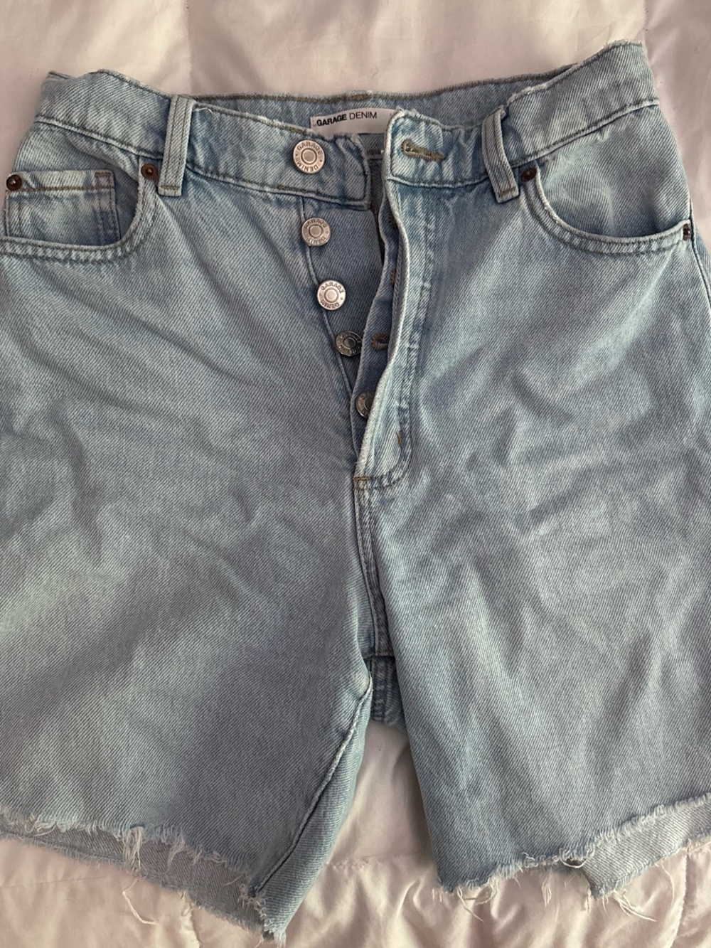 Garage Light Blue High-Rise Denim Shorts